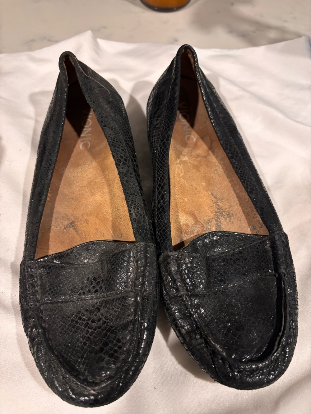 Vionic Black Textured Penny Loafers